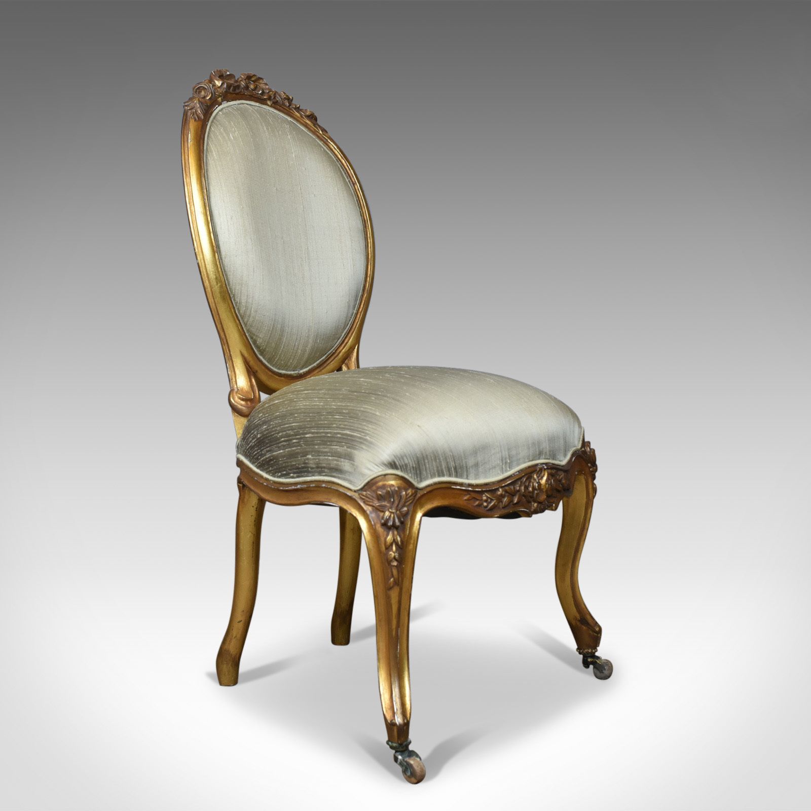 Vintage 20th Century Salon Chair In Antique French Taste, Giltwood, Circa 1970