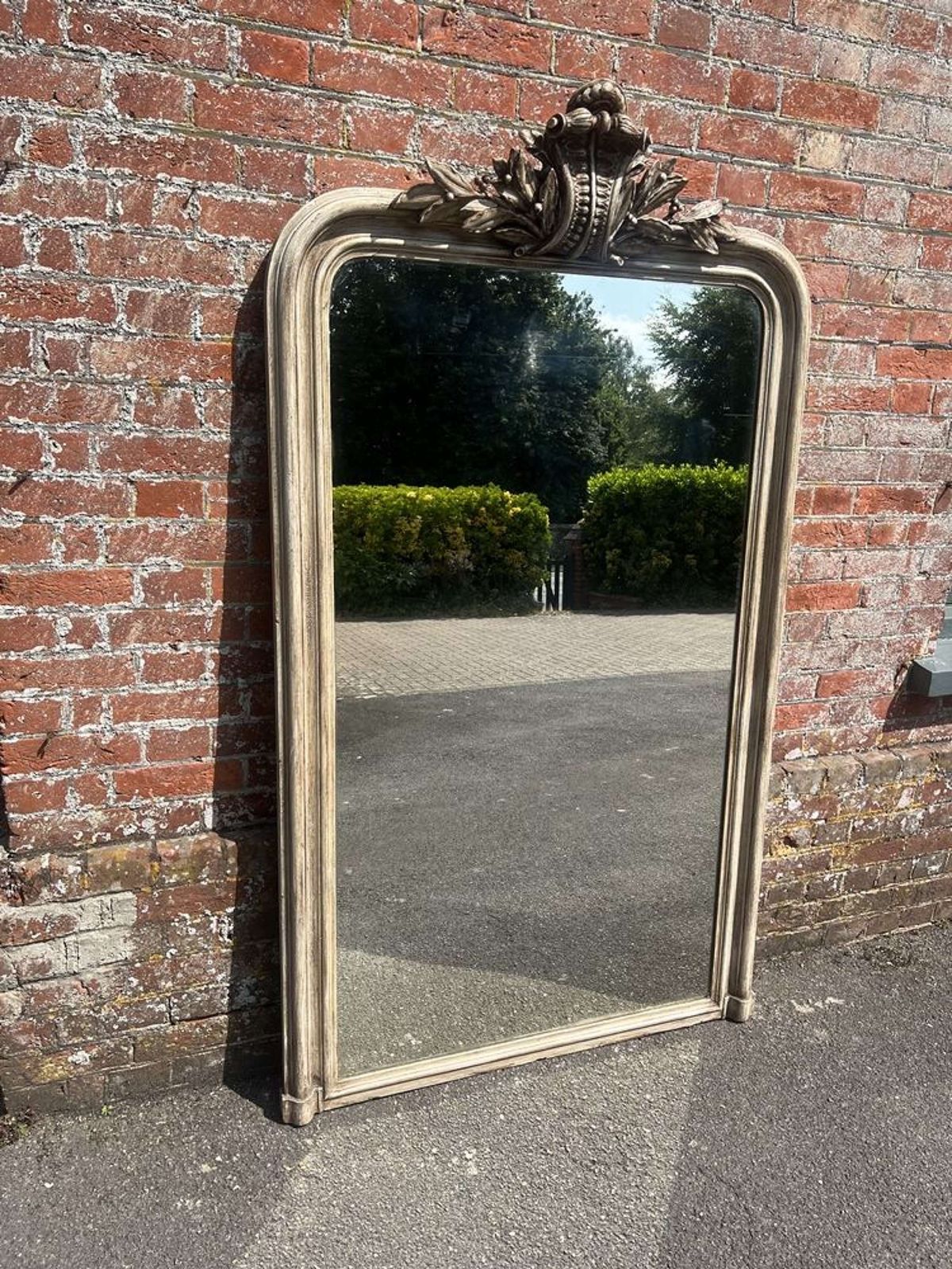 A Stunning Large Antique French 19th C Arched Top Painted Mirror. photo vinterior
