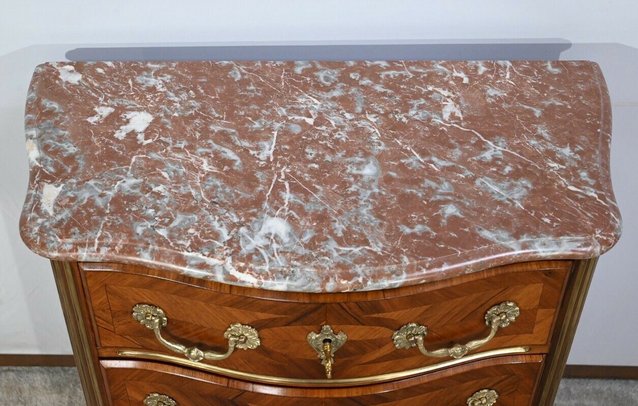 Small Chest Of Drawers Tombs D'entre Deux In Bois De Violette And Bois De Rose, Louis XIV Style   2nd Half Of The 19th Century photo vinterior