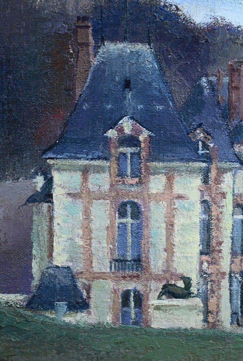 Large Painting “Château De Gros Bois”, Signed A.Mémin – 1954 photo vinterior