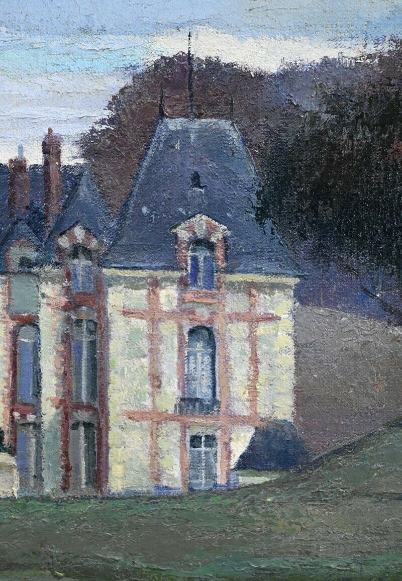Large Painting “Château De Gros Bois”, Signed A.Mémin – 1954 photo buy