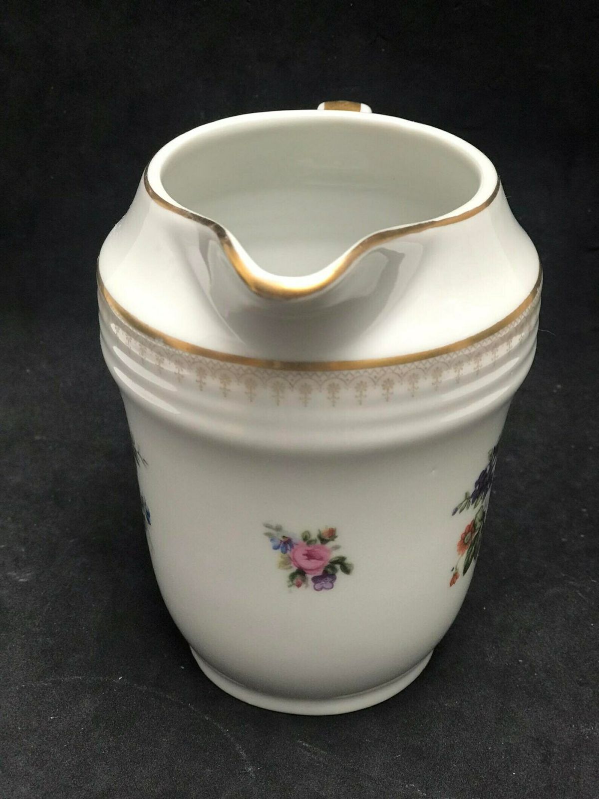 photo furniture Porcelain Milk Jug Creamer Floral Milk Pot Tea Coffee 1940s Porcelain De Boudour Cerabel Belgium Wedding Gift Illustration Gold Rim