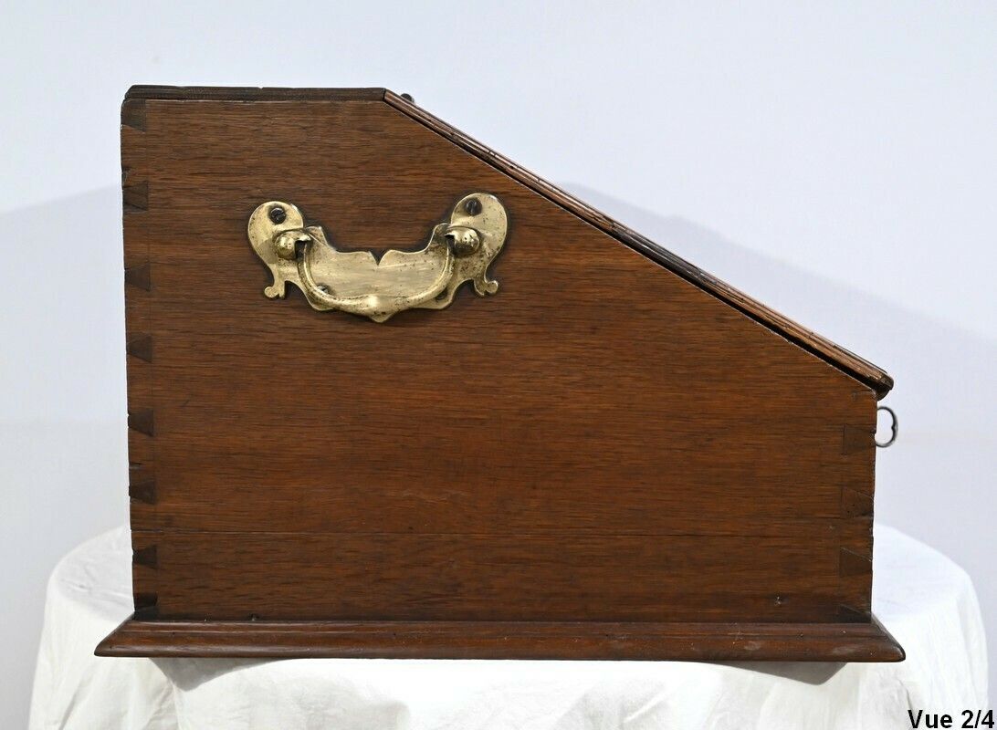 Furniture Rare Oak Money Changer Chest   Mid 19th Century photo