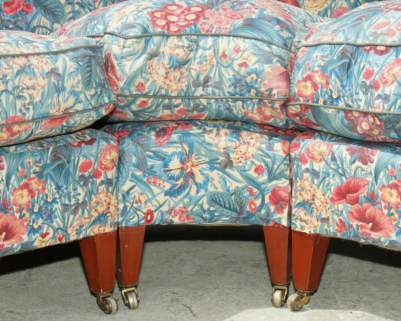 photo for sale Vintage Howard & Son's London Bridgewater Large 5 Seat Corner Sofa Floral Fabric