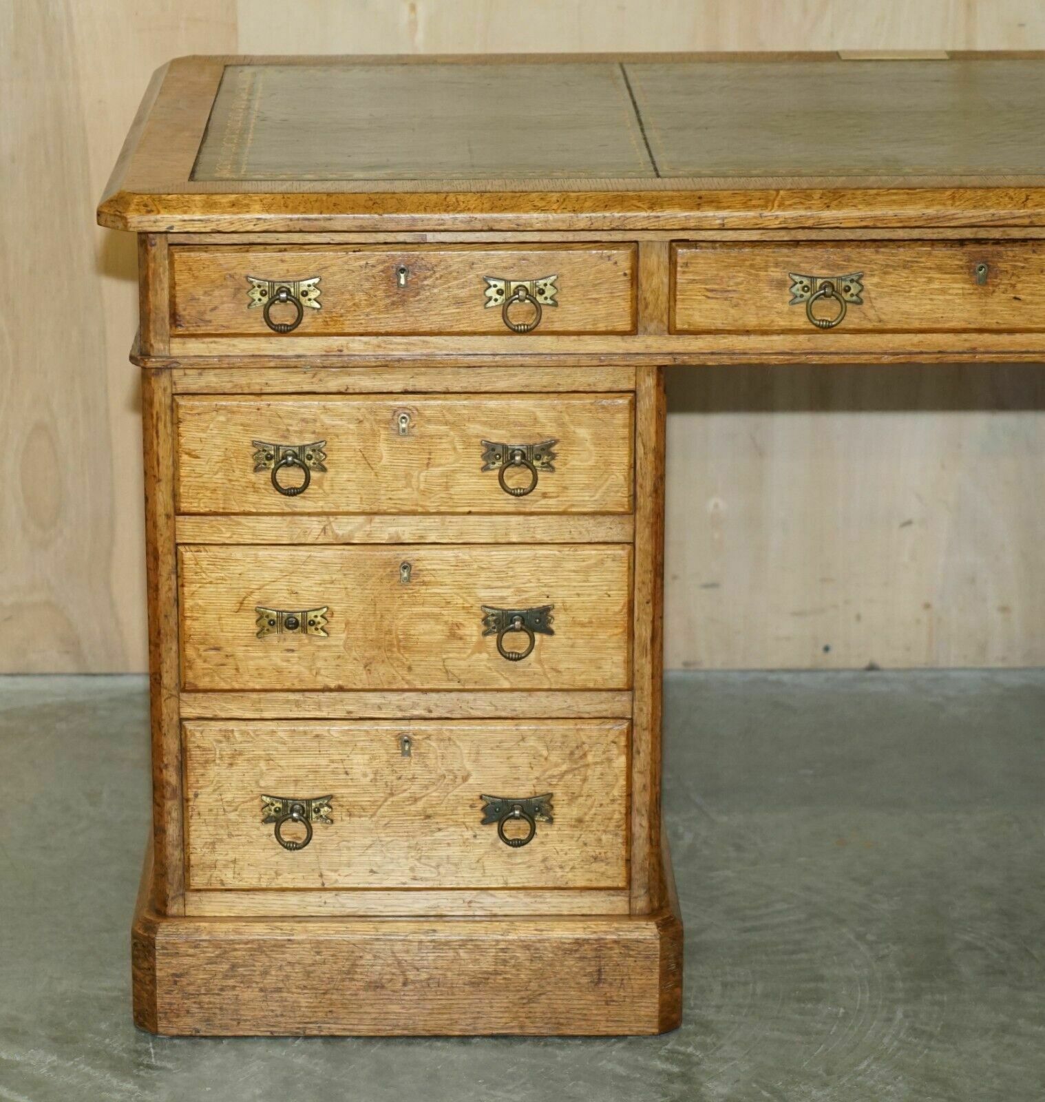 Antique Circa 1883 Reverend Frank H Fisher Gifted Victorian Oak Partner Desk photo Furniture