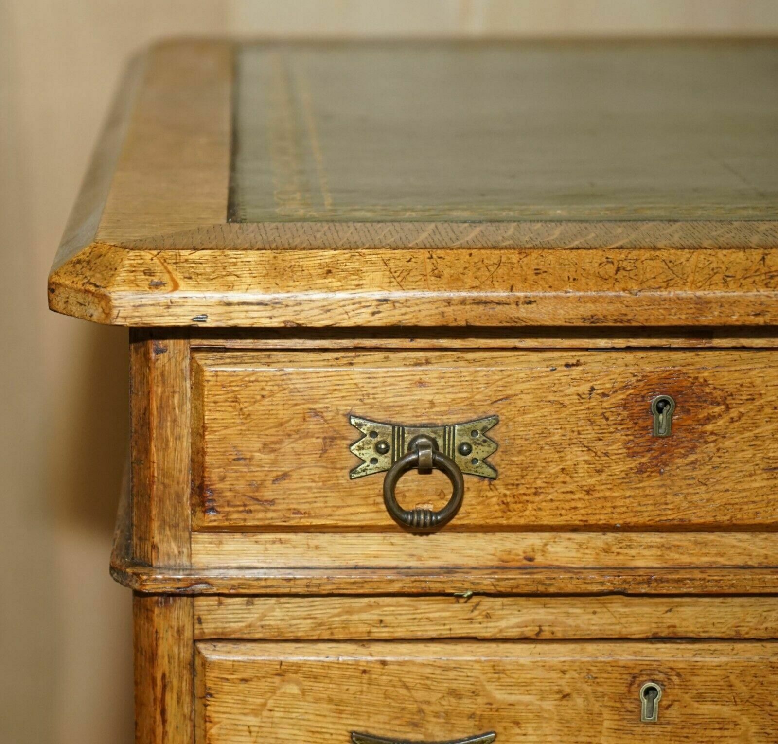 Antique Circa 1883 Reverend Frank H Fisher Gifted Victorian Oak Partner Desk photo 3950.0