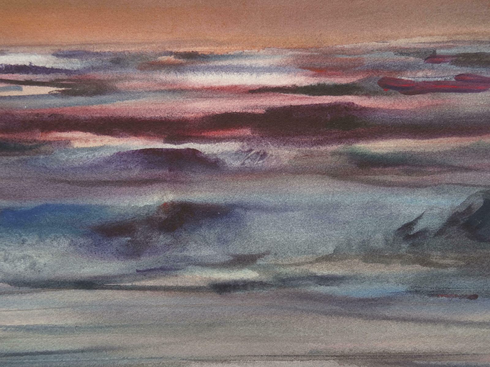 Zigmunds Snore Evening At The Sea. 2020. Watercolour, Paper photo for sale