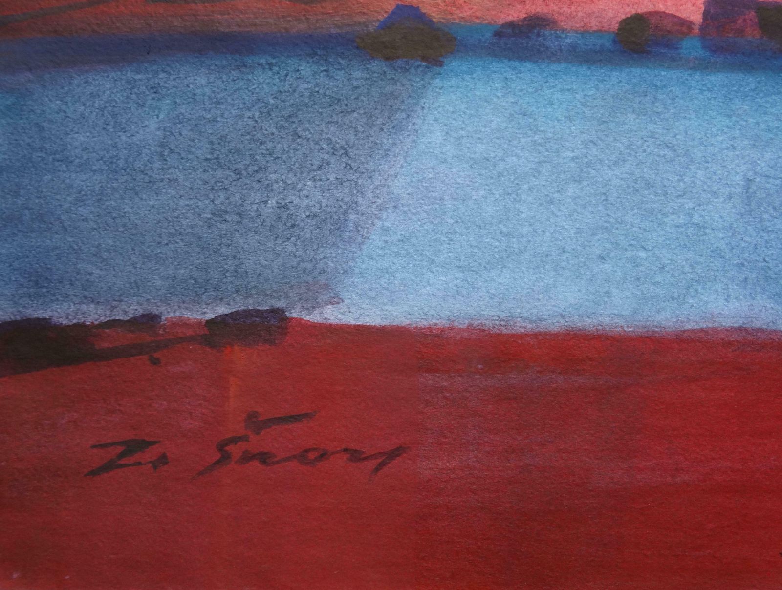 Zigmunds Snore Small Town. Red Blue Mood. 2020. Watercolour, Paper photo furniture