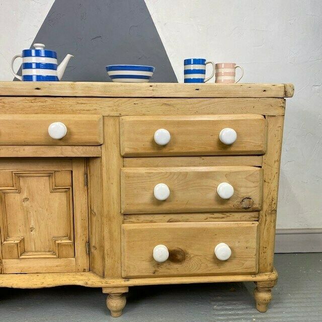 Antique Victorian Pine Sideboard Farmhouse Turned Cupboard photo for sale