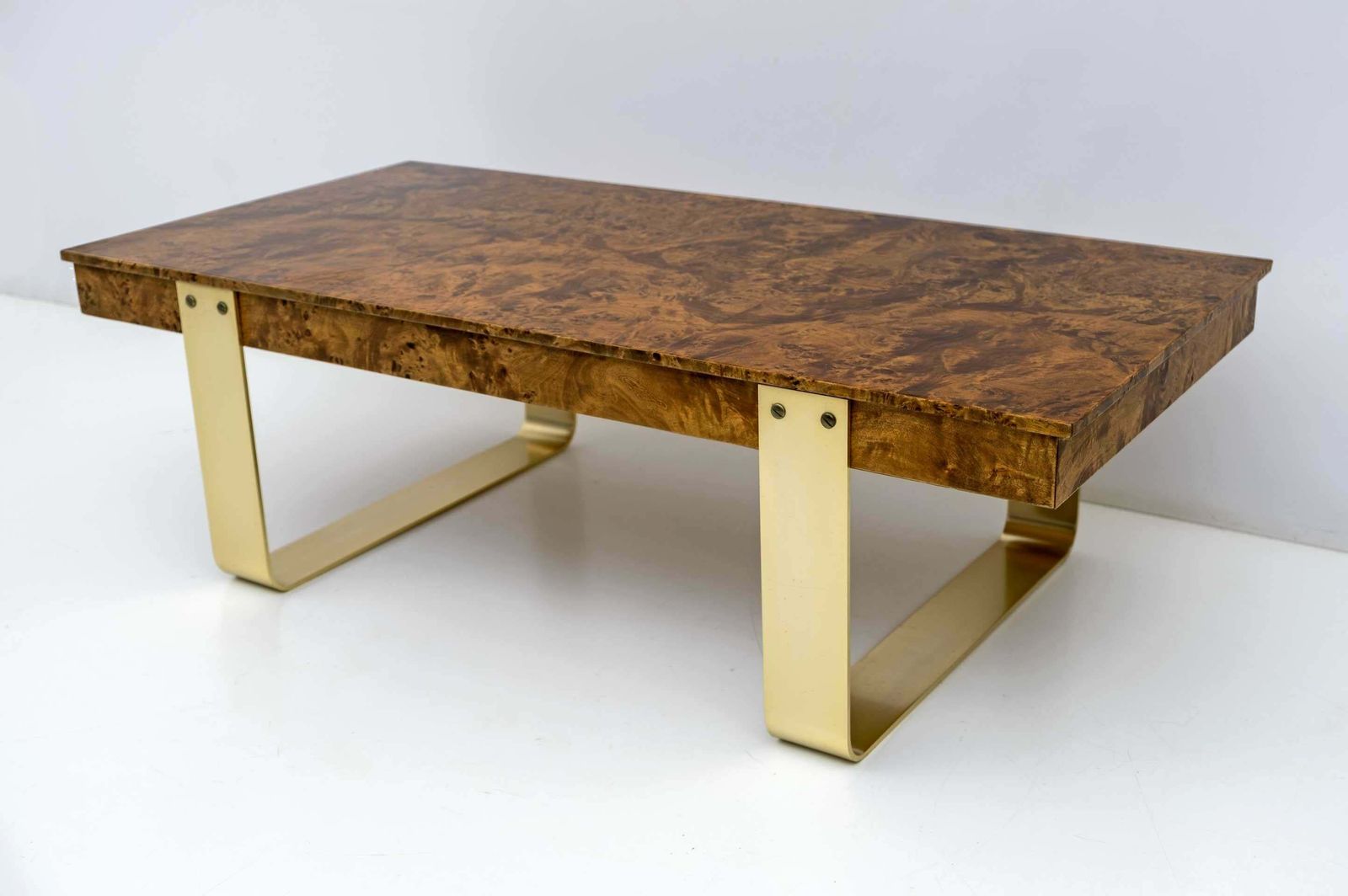 Mid Century Modern Italian Briar Walnut And Brass Coffee Table, 1970s £1,581.77 photo furniture