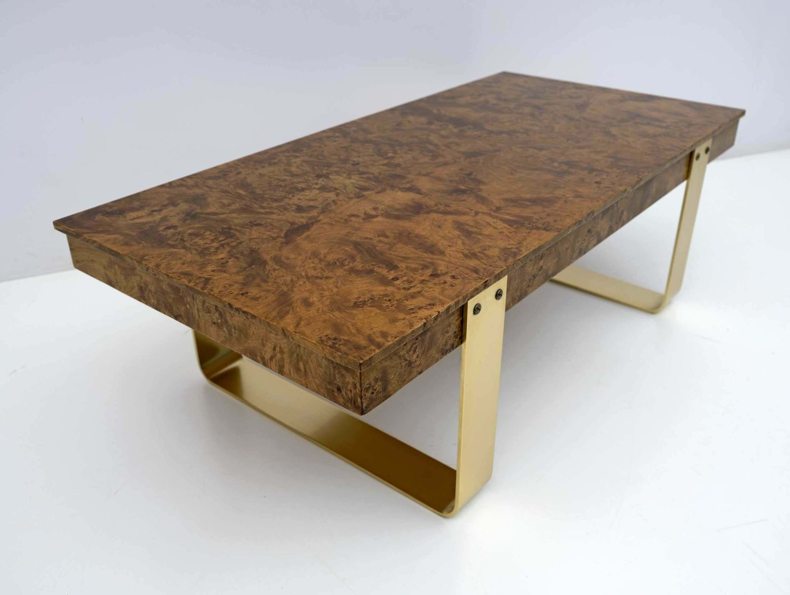 Mid Century Modern Italian Briar Walnut And Brass Coffee Table, 1970s £1,581.77 photo vinterior