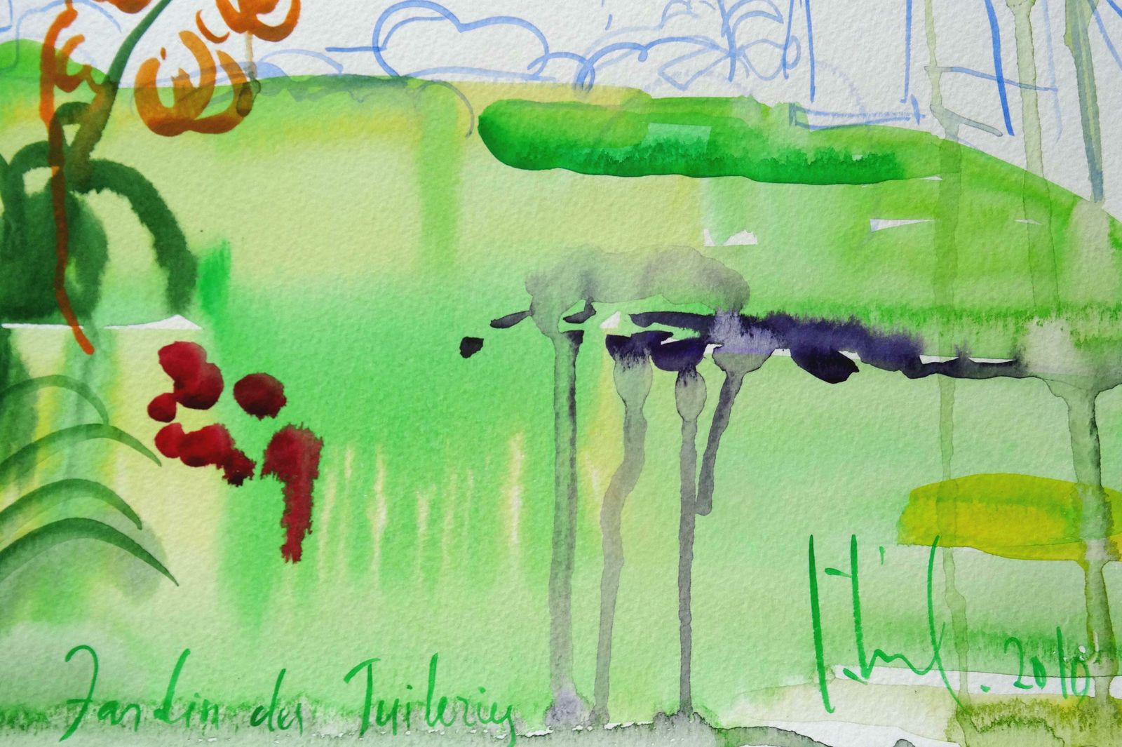 Ingrida Irbe Tuileries Garden Paris. 2010. Watercolour On Paper photo furniture