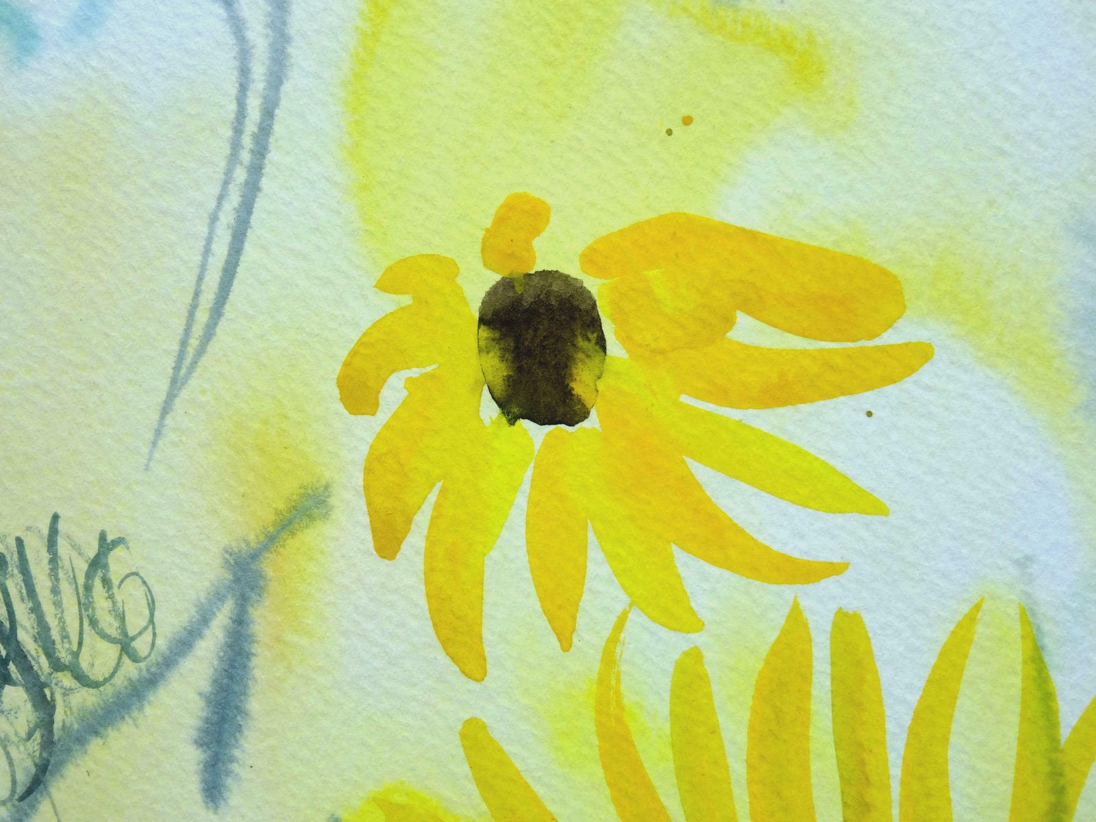 Ingrida Irbe Yellow Flowers At Tuileries Garden. 2010. Watercolour On Paper photo for sale