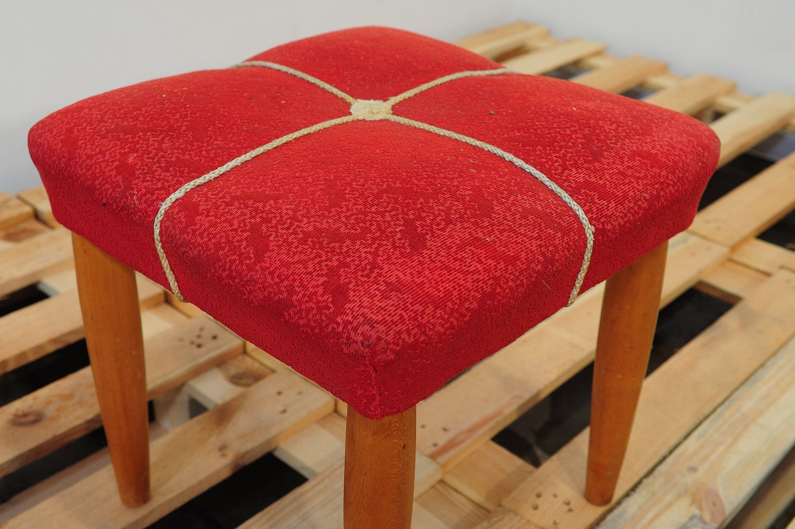 Furniture Mid Century Upholstered Stool By Uluv, 1960´S, Czechoslovakia photo