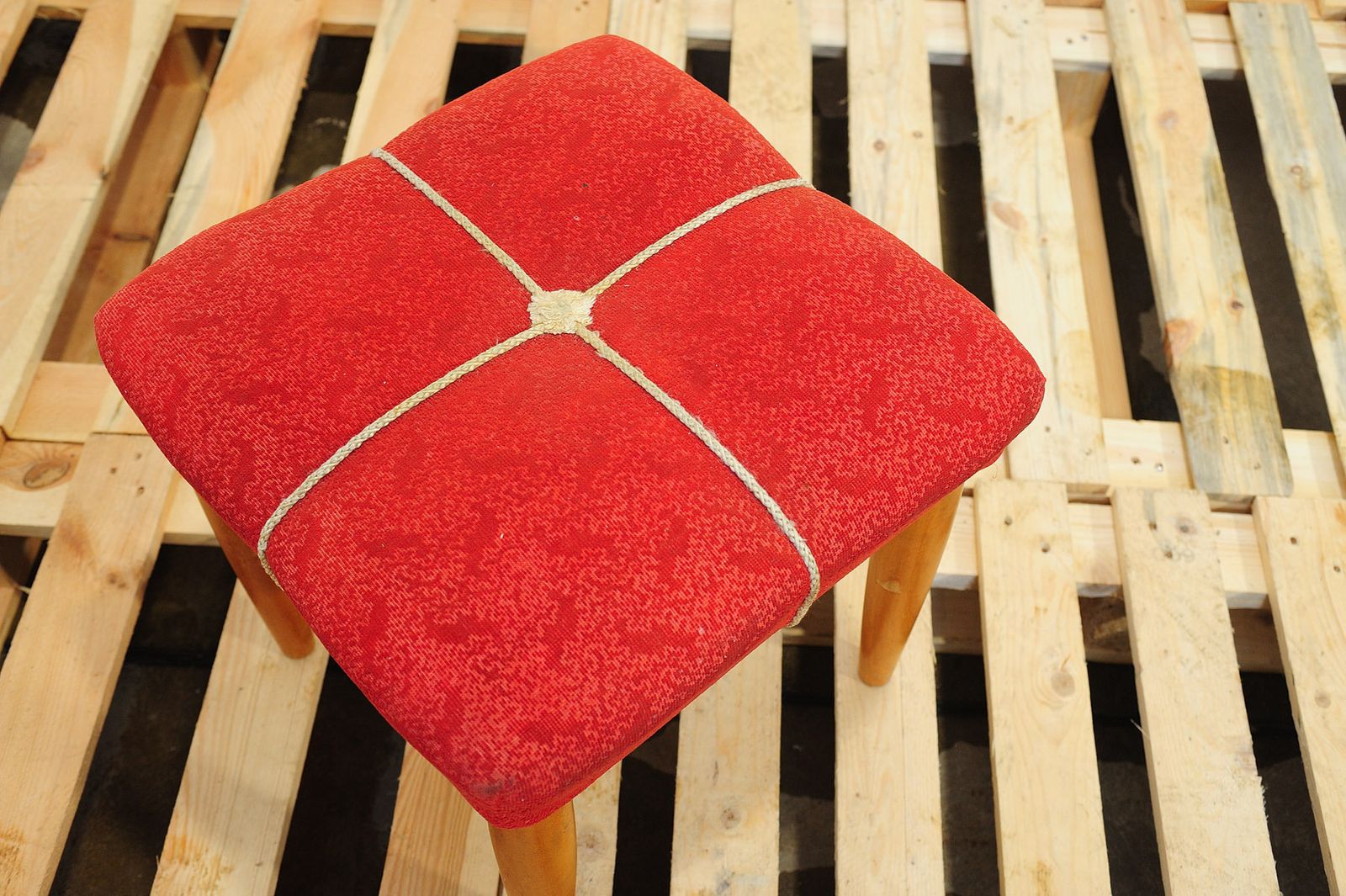 photo vinterior Mid Century Upholstered Stool By Uluv, 1960´S, Czechoslovakia