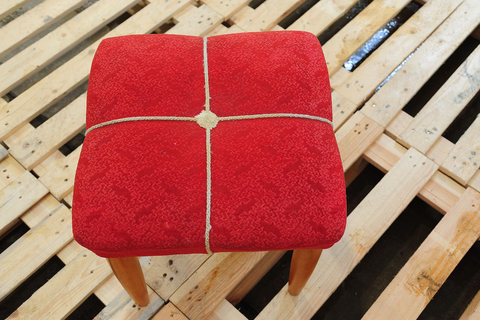 photo vintage Mid Century Upholstered Stool By Uluv, 1960´S, Czechoslovakia