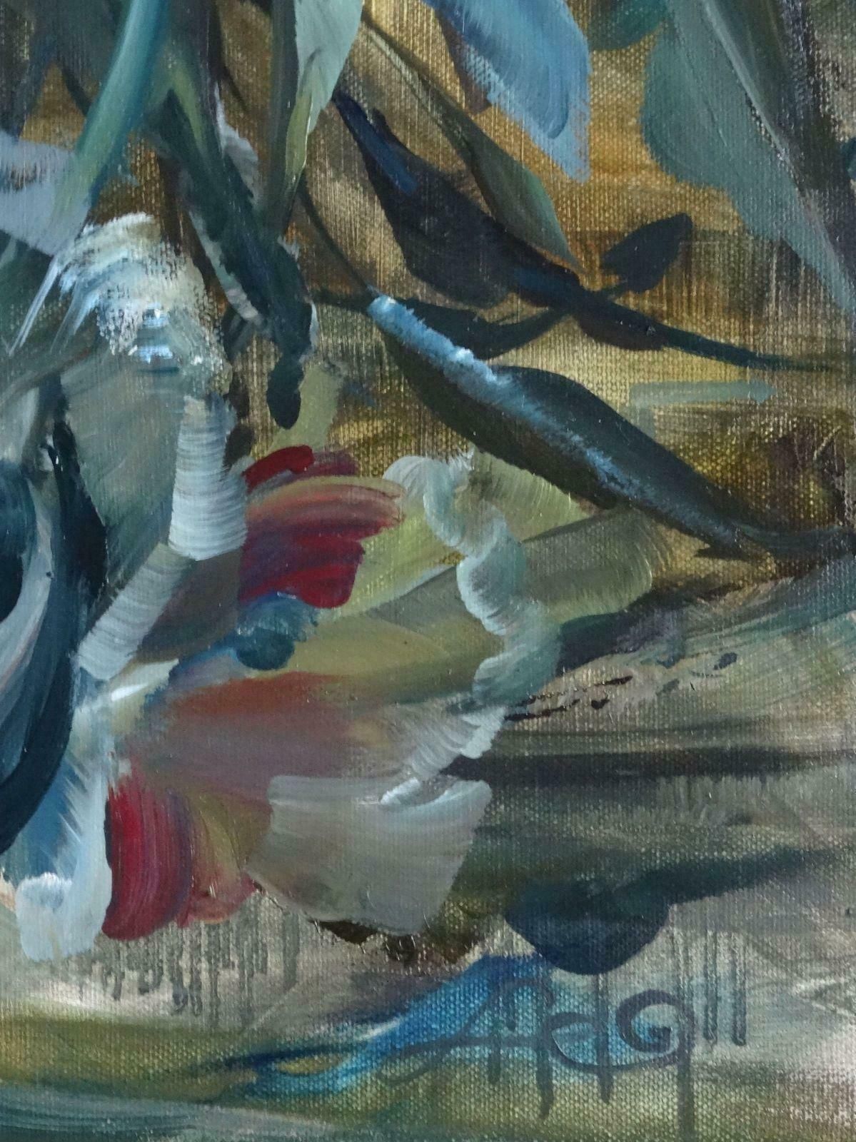 Arturs Amatnieks (Leon) Blue Tulips. Canvas, Oil photo furniture