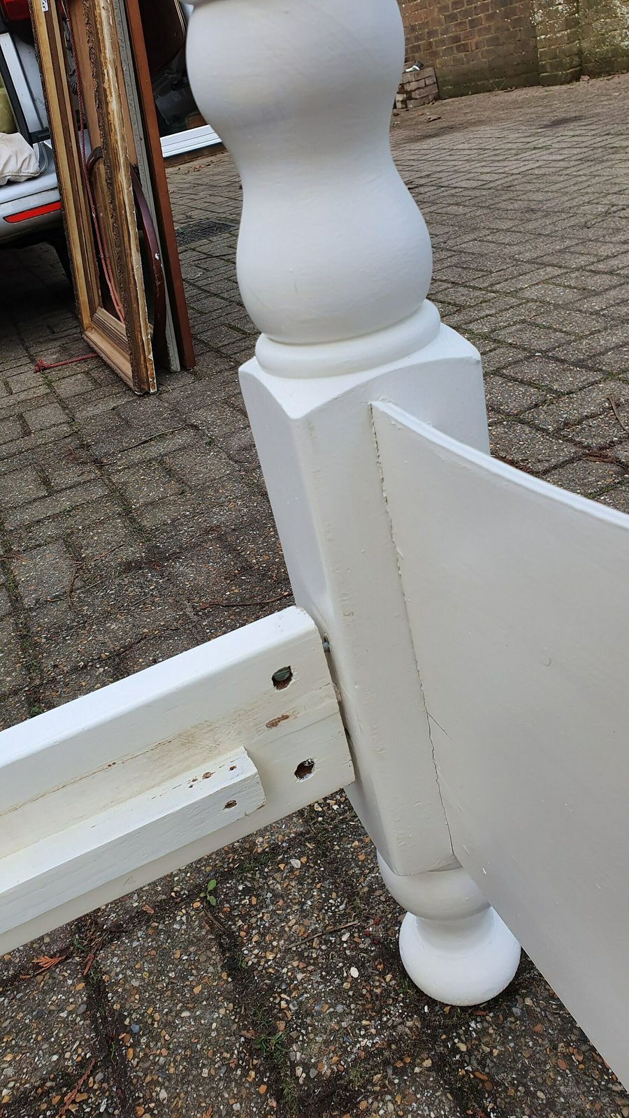 Splendid Hand Painted 4 Ft 6 Double Bed Frame In Farrow And Ball. With Slats. photo vinterior