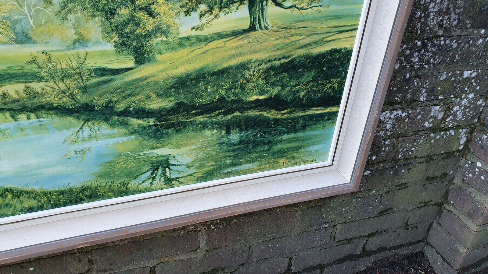Splendid 1970’s E Kruger Print Sunny Forest Gentle Waterfalls European Landscape. photo vinterior
