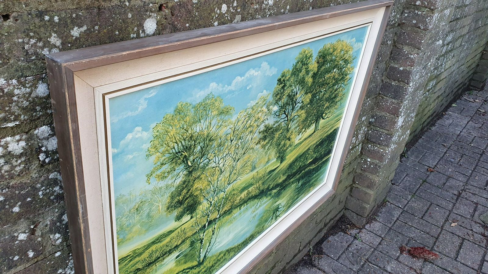 photo furniture Splendid 1970’s E Kruger Print Sunny Forest Gentle Waterfalls European Landscape.