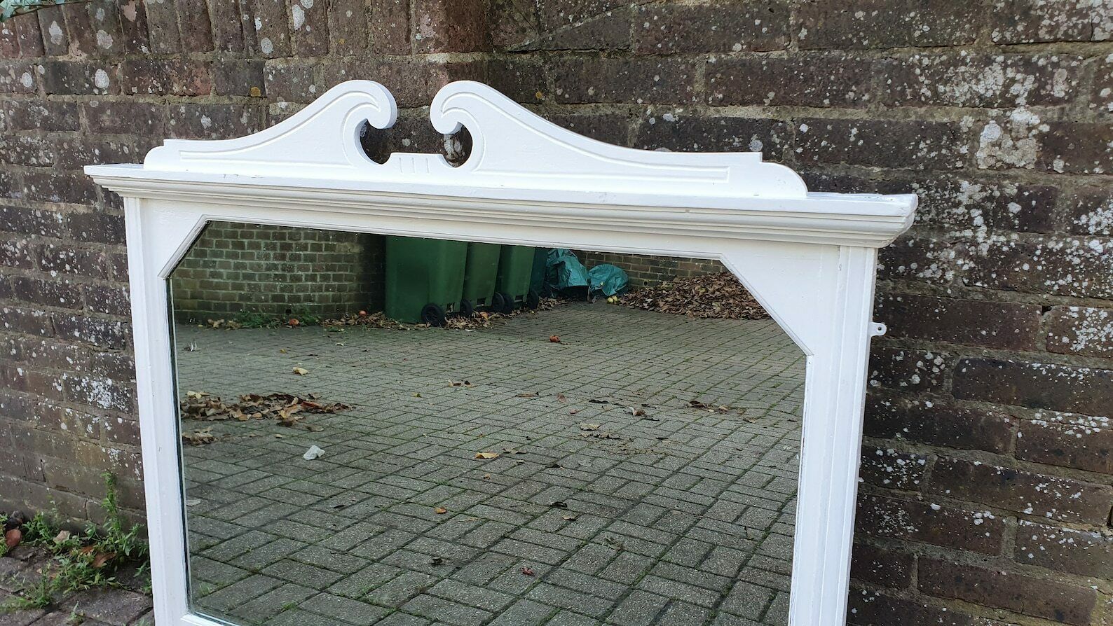 Huge Painted Over Mantel Mirror Oak Mantle Farrow And Ball Wimborne White photo for sale