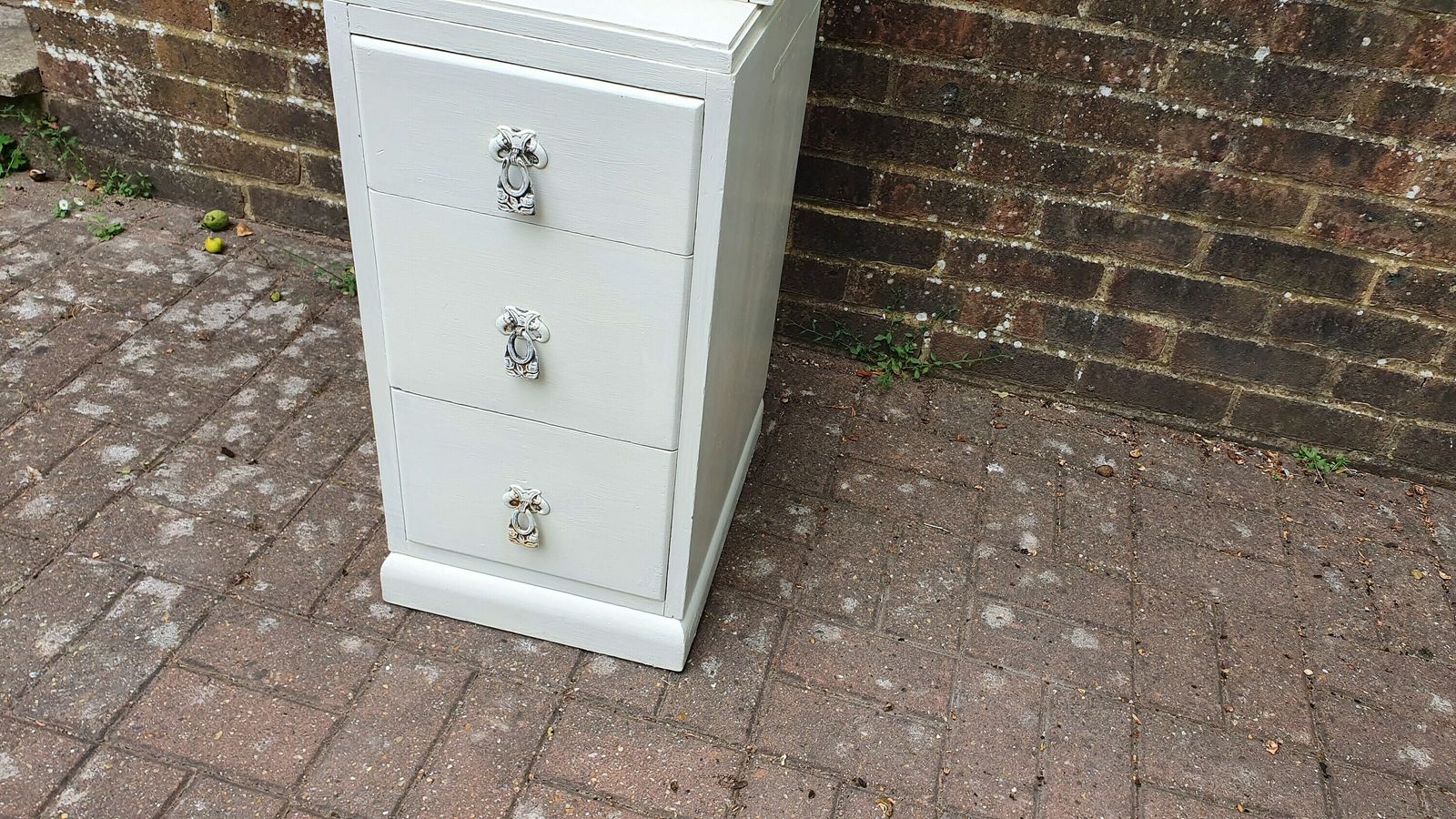 Thin Vintage Painted Shabby Chic Oak Flight Or Chest Of Drawers Farrow And Ball Storage photo Furniture