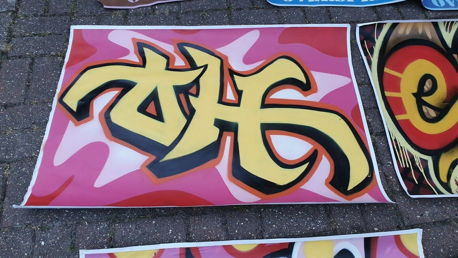 Collection Of 7 Huge Modern Art Graffiti Prints Screen Print Hand Decorated Highlights Posters. Overspray photo 95.0