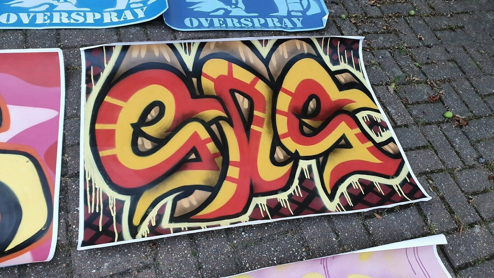 Collection Of 7 Huge Modern Art Graffiti Prints Screen Print Hand Decorated Highlights Posters. Overspray photo vinterior