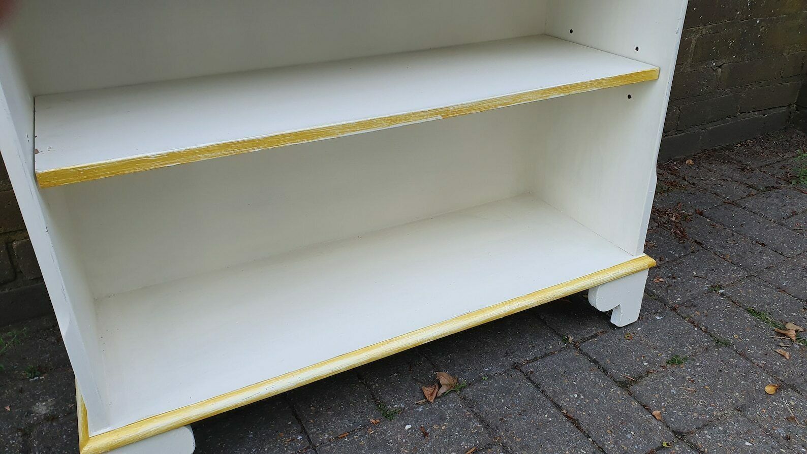 Wonderful 1970’s Shelves Bookcase Hallway Living Room Unit In Farrow And Ball Cream With Gold Highlights photo vintage