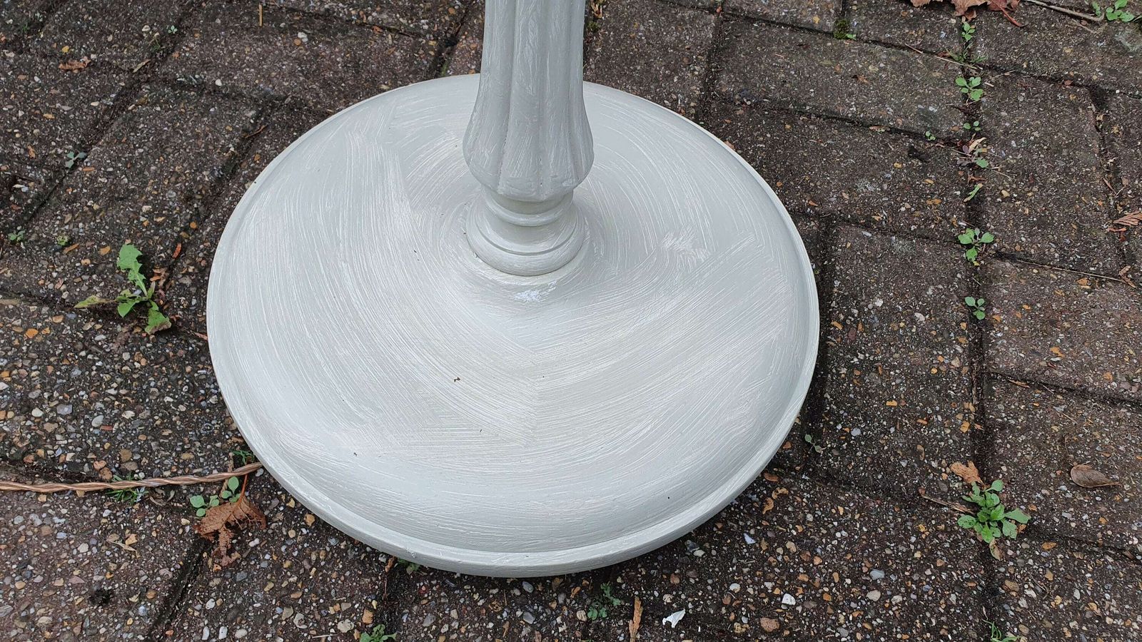 Vintage Painted Shabby Chic Standard Lamp Turned And Fluted ‘Washed’ In Farrow And Ball French Gray It Is 1950’s Or 60’s photo buy