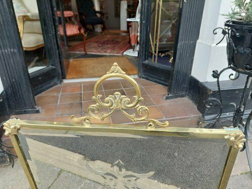 Art Nouveau Brass Framed Fire Screen photo furniture