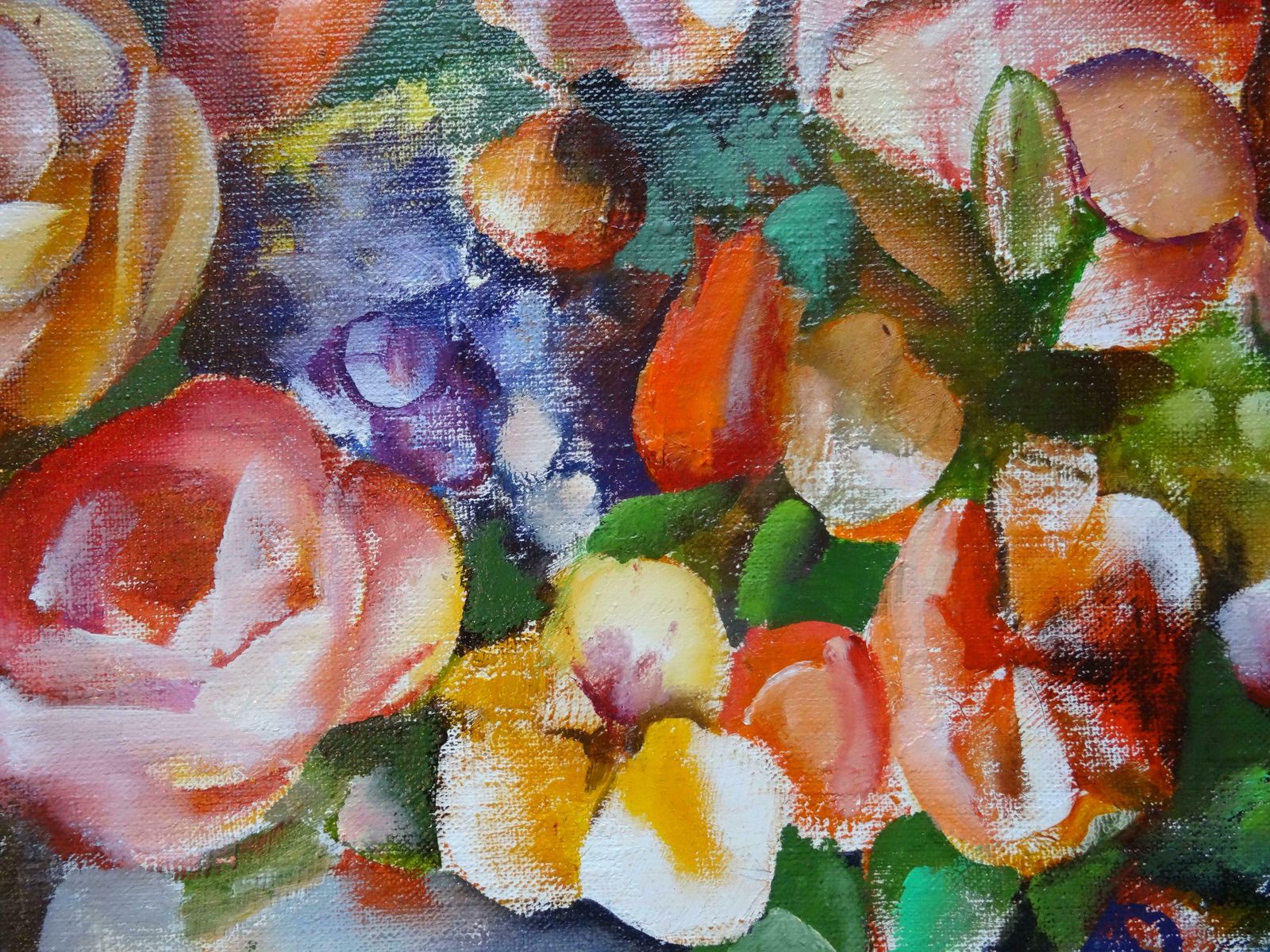 Una Lekuze Still Life With Flowers And Apple. 2020. Oil On Canvas photo for sale