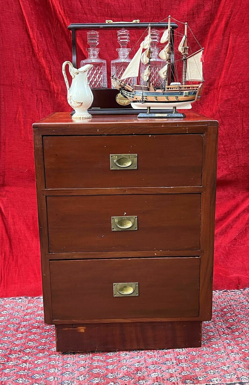 Antique 19c Naval Captains Brass Mounted Camphorwood Sea Drawer Chest photo furniture