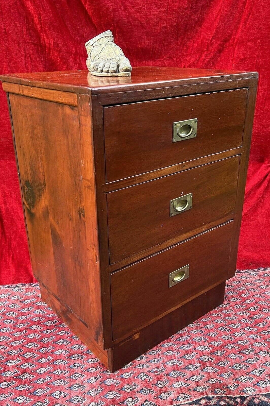 Antique 19c Naval Captains Brass Mounted Camphorwood Sea Drawer Chest photo buy