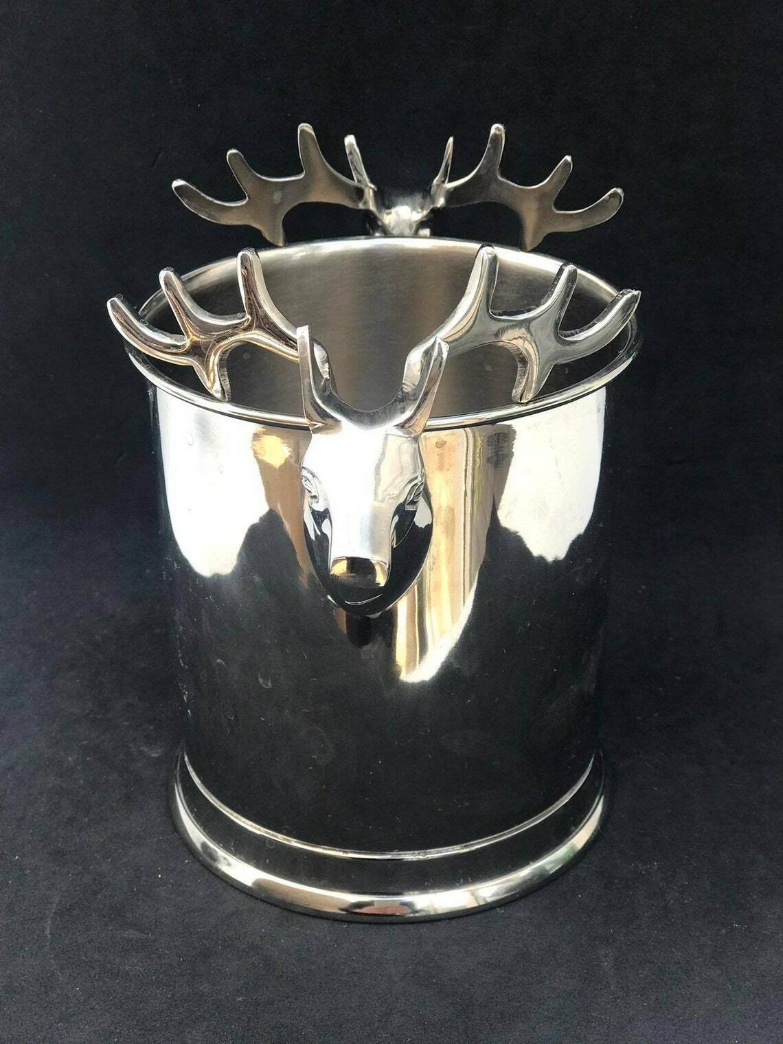 Ice Bucket Christmas Reindeer Silver Plated Bar Cart Decor Christmas Table Wine Holder Wedding Gift Christmas Table Decor photo for sale