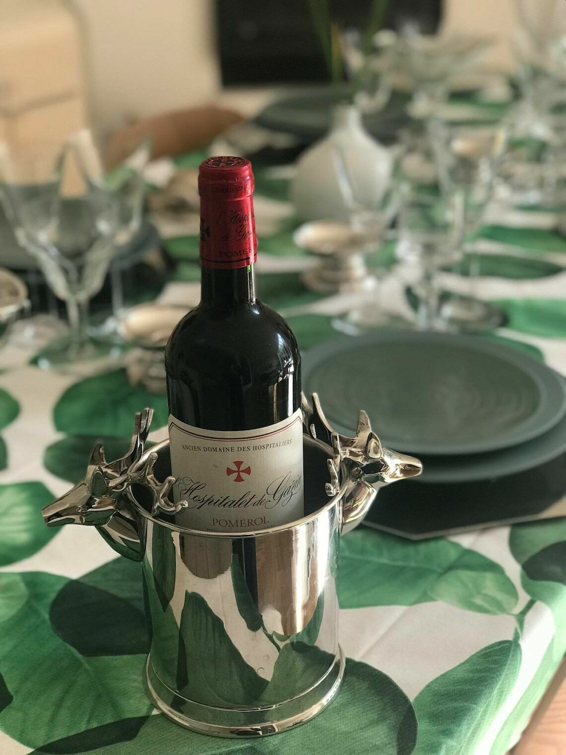 Ice Bucket Christmas Reindeer Silver Plated Bar Cart Decor Christmas Table Wine Holder Wedding Gift Christmas Table Decor photo vintage