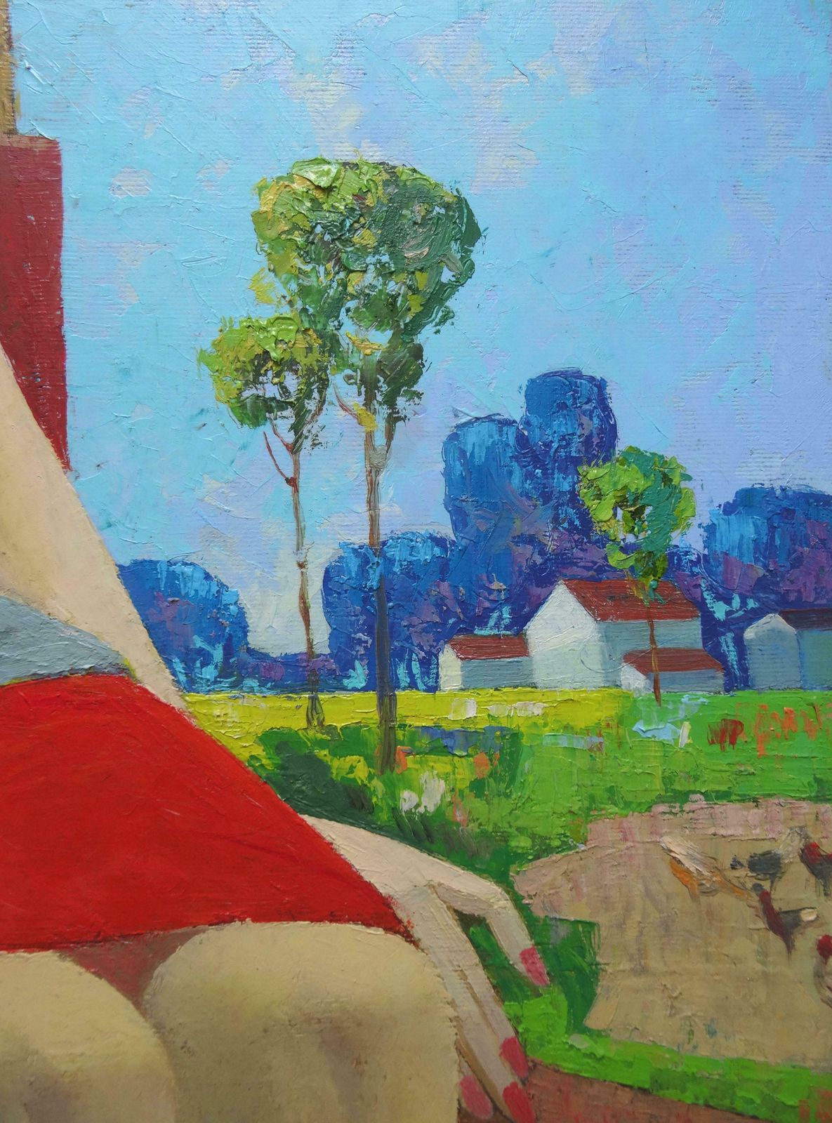 Nugzar Kakhiani (Kahiani) Girl With A Rooster. 2020. Oil On Canvas photo for sale