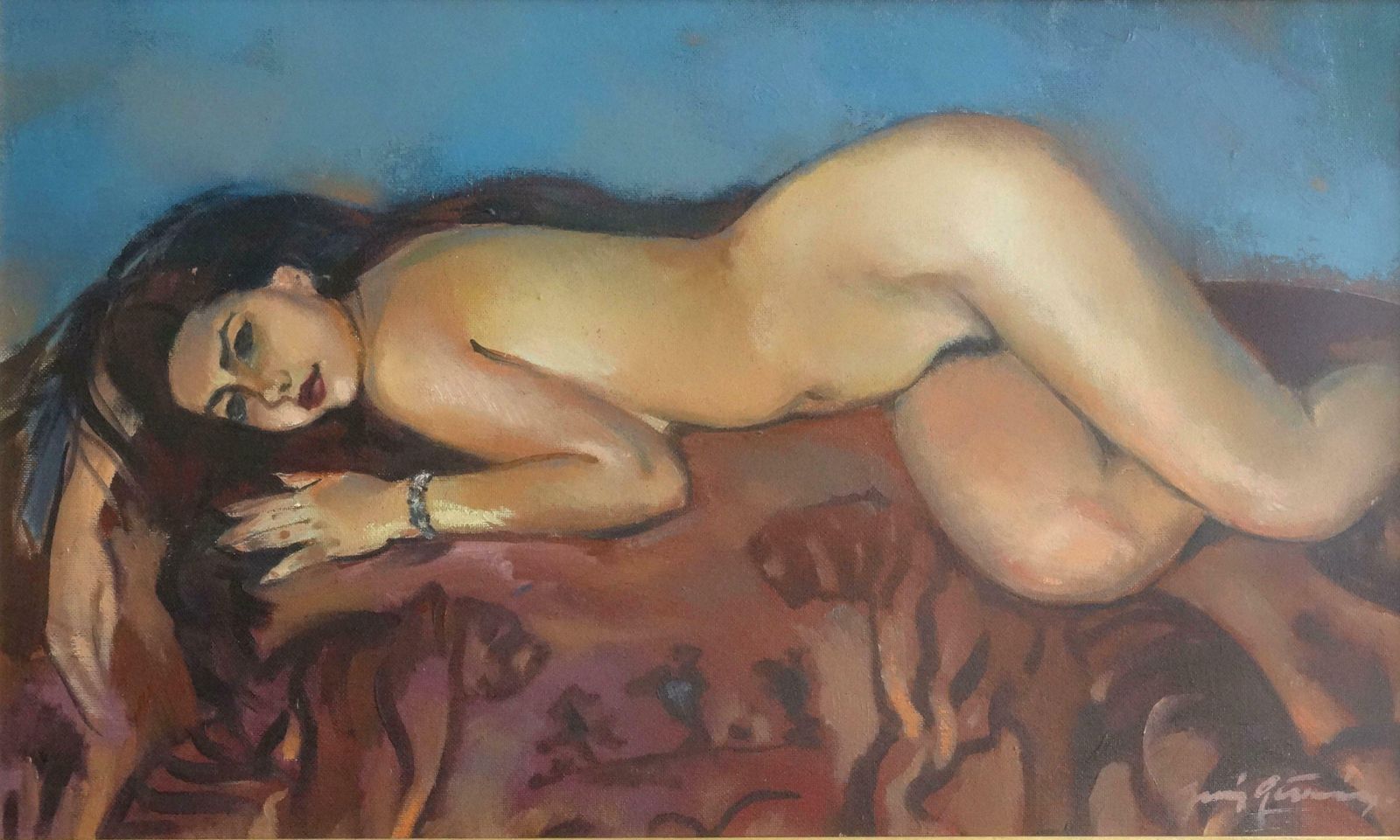 Juris Germanis Relaxation. Nude. Canvas, Cardboard, Oil