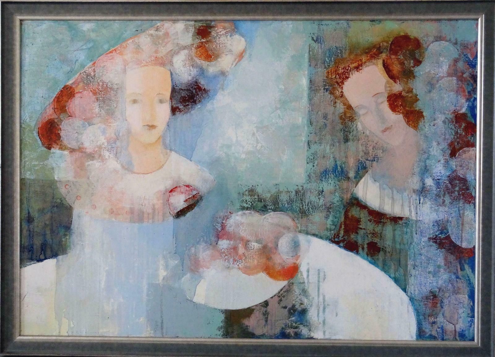 Kristine Rubene Ladies With Fruit. Canvas, Oil, photo furniture