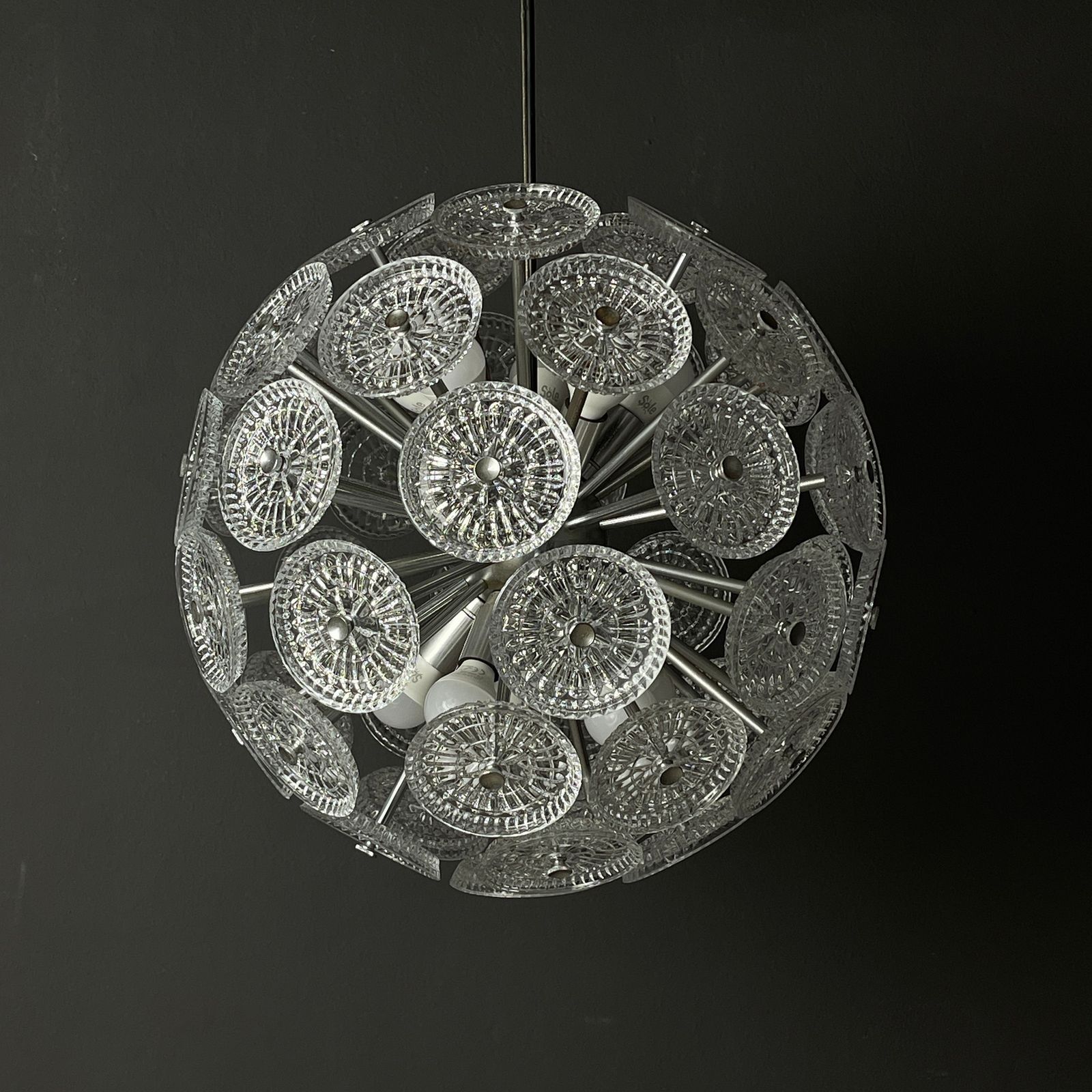 Vintage Kristallen Hanglamp Sputnik Dandelion, Italië, Ca. Jaren 1960