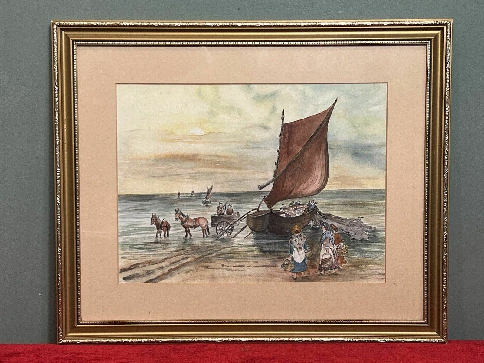 20th Century Watercolour Painting Titled 'Lusty Gaze' By Artist Daphne Lough photo furniture