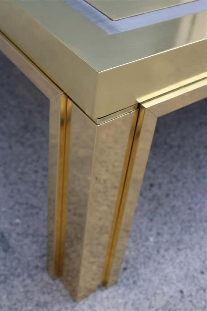 Minimal Great Table Coffee Maison Mercier Freres France 1970s Brass Steel photo 5049.0