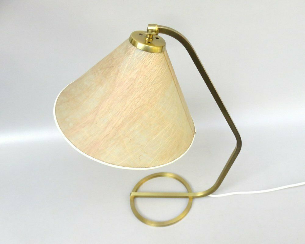 Extraordinary Table Lamp In Brass With Lampshade In Fiberglass, 1960s photo buy