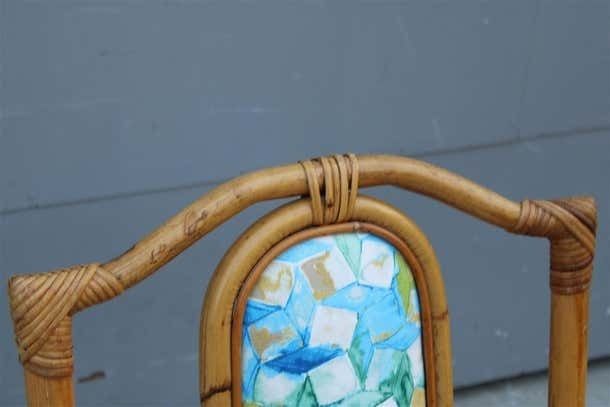 photo furniture Mid Century Italian Pair Bamboo Chairs Multicoloured Fabric For The Sea