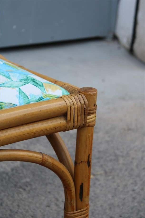 1894.0 Mid Century Italian Pair Bamboo Chairs Multicoloured Fabric For The Sea photo