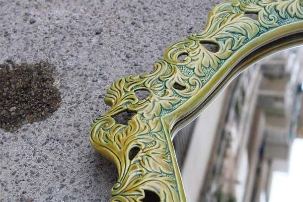 Green Wall Mirror In Pop Art Baroque Ceramic 1950s Made In Italy photo buy