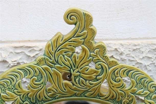 photo for sale Green Wall Mirror In Pop Art Baroque Ceramic 1950s Made In Italy
