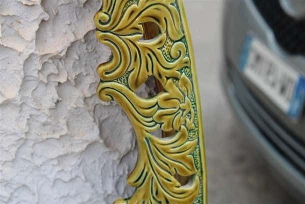 2630.0 Green Wall Mirror In Pop Art Baroque Ceramic 1950s Made In Italy photo