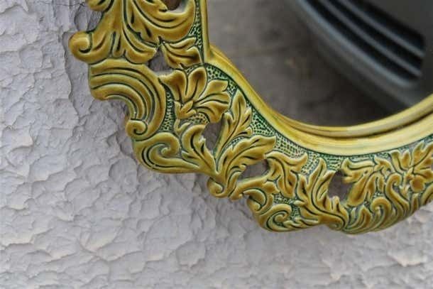 photo vinterior Green Wall Mirror In Pop Art Baroque Ceramic 1950s Made In Italy