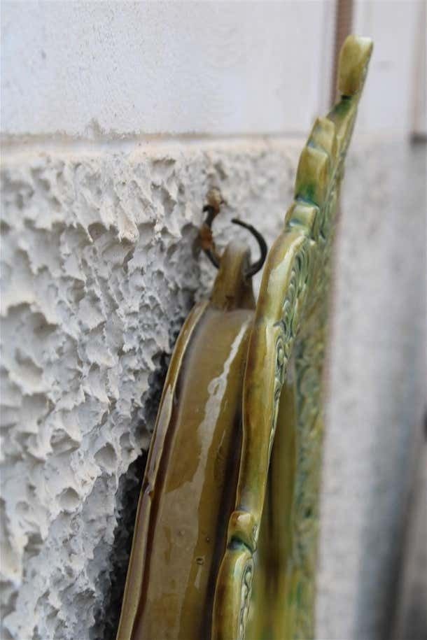photo vintage Green Wall Mirror In Pop Art Baroque Ceramic 1950s Made In Italy